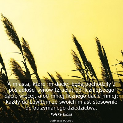 Picture 03 - Liczb 35:8 POLUBG - A miasta, które im dacie, będą pochodziły z - Bible Verse Picture