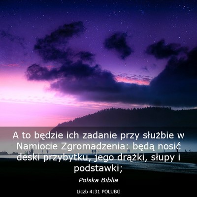 Picture 03 - Liczb 4:31 POLUBG - A to będzie ich zadanie przy służbie w - Bible Verse Picture