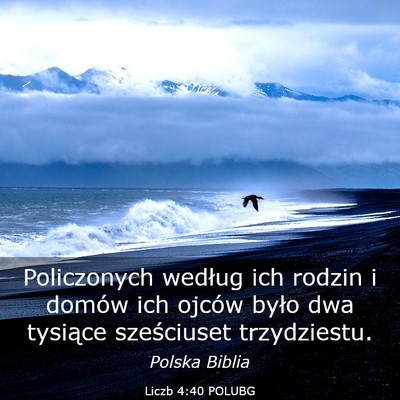 Picture 03 - Liczb 4:40 POLUBG - Policzonych według ich rodzin i domów ich - Bible Verse Picture