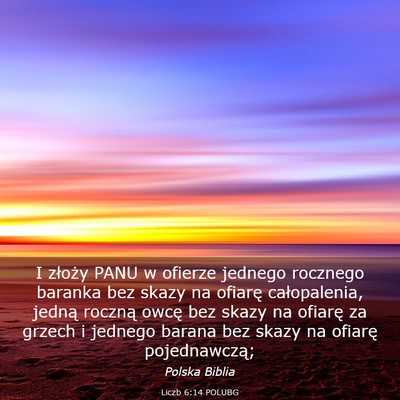 Picture 03 - Liczb 6:14 POLUBG - I złoży PANU w ofierze jednego rocznego baranka - Bible Verse Picture