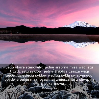 Picture 03 - Liczb 7:43 POLUBG - Jego ofiarę stanowiły: jedna srebrna misa wagi - Bible Verse Picture