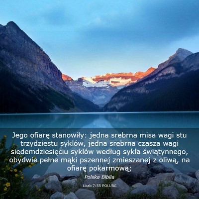 Picture 03 - Liczb 7:55 POLUBG - Jego ofiarę stanowiły: jedna srebrna misa wagi - Bible Verse Picture