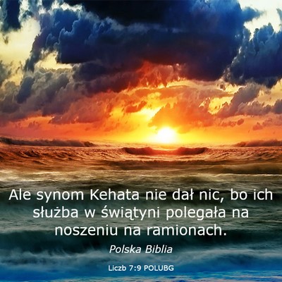 Picture 03 - Liczb 7:9 POLUBG - Ale synom Kehata nie dał nic, bo ich służba w - Bible Verse Picture