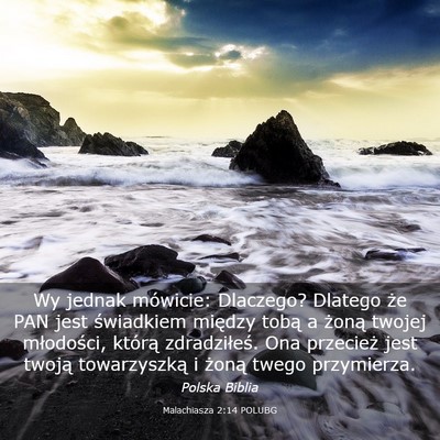 Picture 03 - Malachiasza 2:14 POLUBG - Wy jednak mówicie: Dlaczego? Dlatego że PAN - Bible Verse Picture