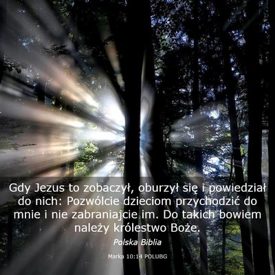 Picture 03 - Marka 10:14 POLUBG - Gdy Jezus to zobaczył, oburzył się i - Bible Verse Picture