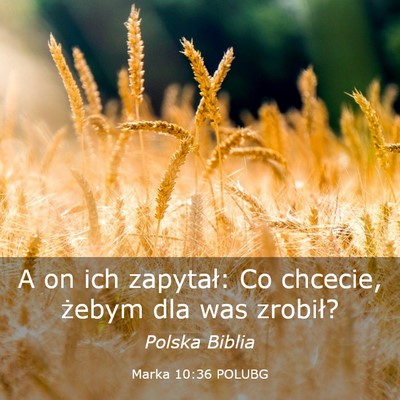 Picture 03 - Marka 10:36 POLUBG - A on ich zapytał: Co chcecie, żebym dla was - Bible Verse Picture