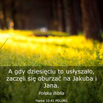 Picture 03 - Marka 10:41 POLUBG - A gdy dziesięciu to usłyszało, zaczęli się - Bible Verse Picture