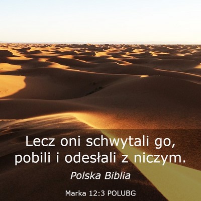 Picture 03 - Marka 12:3 POLUBG - Lecz oni schwytali go, pobili i odesłali z - Bible Verse Picture
