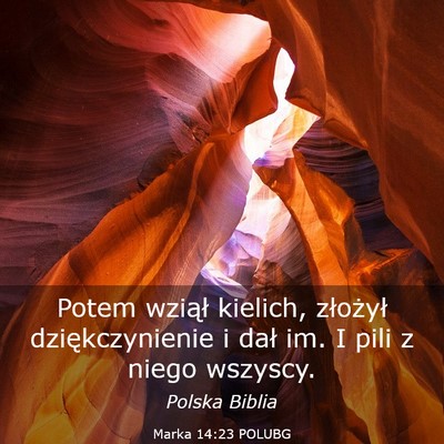 Picture 03 - Marka 14:23 POLUBG - Potem wziął kielich, złożył dziękczynienie - Bible Verse Picture