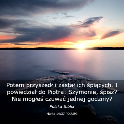 Picture 03 - Marka 14:37 POLUBG - Potem przyszedł i zastał ich śpiących. I - Bible Verse Picture