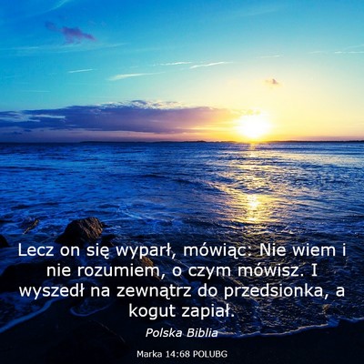 Picture 03 - Marka 14:68 POLUBG - Lecz on się wyparł, mówiąc: Nie wiem i nie - Bible Verse Picture