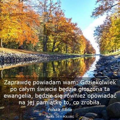 Picture 03 - Marka 14:9 POLUBG - Zaprawdę powiadam wam: Gdziekolwiek po całym - Bible Verse Picture