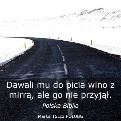 Picture 03 - Marka 15:23 POLUBG - Dawali mu do picia wino z mirrą, ale go nie - Bible Verse Picture