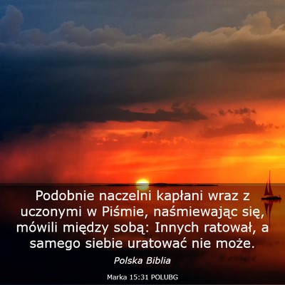 Picture 03 - Marka 15:31 POLUBG - Podobnie naczelni kapłani wraz z uczonymi w - Bible Verse Picture