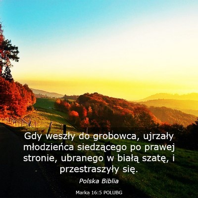 Picture 03 - Marka 16:5 POLUBG - Gdy weszły do grobowca, ujrzały młodzieńca - Bible Verse Picture