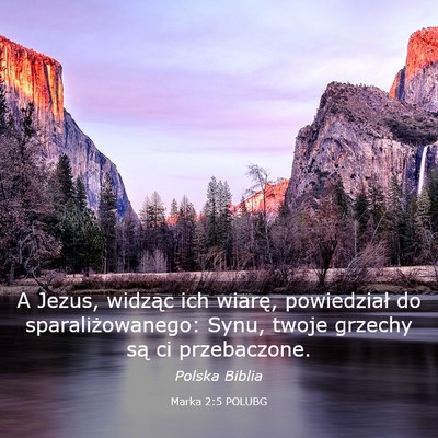 Picture 03 - Marka 2:5 POLUBG - A Jezus, widząc ich wiarę, powiedział do - Bible Verse Picture
