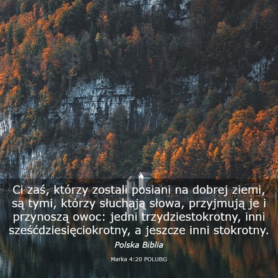 Picture 03 - Marka 4:20 POLUBG - Ci zaś, którzy zostali posiani na dobrej ziemi, - Bible Verse Picture
