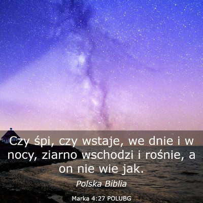 Picture 03 - Marka 4:27 POLUBG - Czy śpi, czy wstaje, we dnie i w nocy, ziarno - Bible Verse Picture
