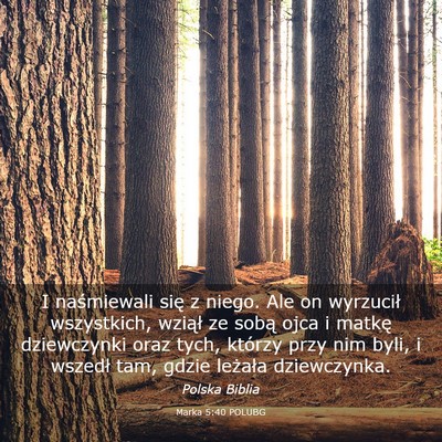 Picture 03 - Marka 5:40 POLUBG - I naśmiewali się z niego. Ale on wyrzucił - Bible Verse Picture