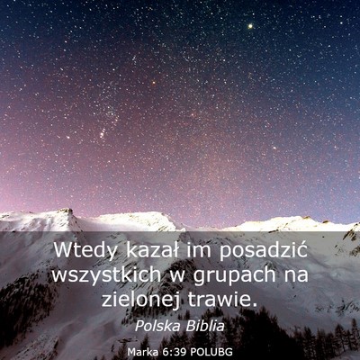 Picture 03 - Marka 6:39 POLUBG - Wtedy kazał im posadzić wszystkich w grupach na - Bible Verse Picture