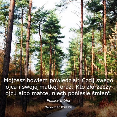 Picture 03 - Marka 7:10 POLUBG - Mojżesz bowiem powiedział: Czcij swego ojca i - Bible Verse Picture