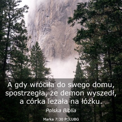 Picture 03 - Marka 7:30 POLUBG - A gdy wróciła do swego domu, spostrzegła, że - Bible Verse Picture