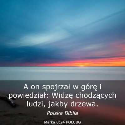 Picture 03 - Marka 8:24 POLUBG - A on spojrzał w górę i powiedział: Widzę - Bible Verse Picture