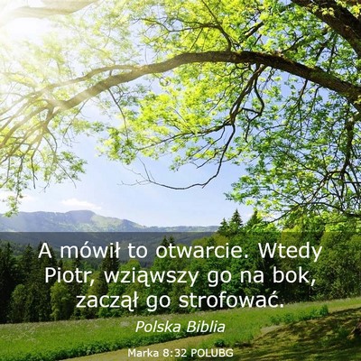 Picture 03 - Marka 8:32 POLUBG - A mówił to otwarcie. Wtedy Piotr, wziąwszy go - Bible Verse Picture