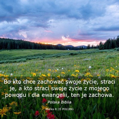 Picture 03 - Marka 8:35 POLUBG - Bo kto chce zachować swoje życie, straci je, a - Bible Verse Picture