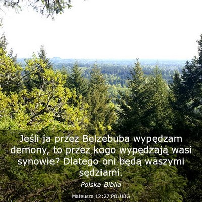 Picture 03 - Mateusza 12:27 POLUBG - Jeśli ja przez Belzebuba wypędzam demony, to - Bible Verse Picture