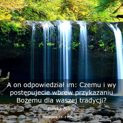 Picture 03 - Mateusza 15:3 POLUBG - A on odpowiedział im: Czemu i wy postępujecie - Bible Verse Picture