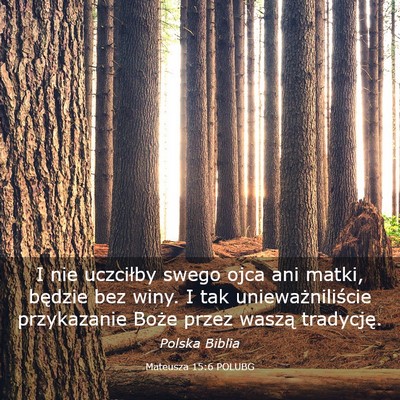 Picture 03 - Mateusza 15:6 POLUBG - I nie uczciłby swego ojca ani matki, będzie bez - Bible Verse Picture