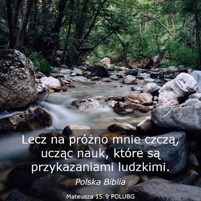 Picture 03 - Mateusza 15:9 POLUBG - Lecz na próżno mnie czczą, ucząc nauk, które - Bible Verse Picture