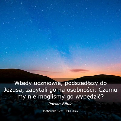 Picture 03 - Mateusza 17:19 POLUBG - Wtedy uczniowie, podszedłszy do Jezusa, zapytali - Bible Verse Picture