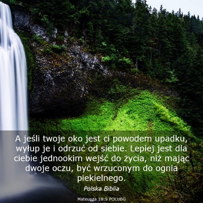 Picture 03 - Mateusza 18:9 POLUBG - A jeśli twoje oko jest ci powodem upadku, wyłup - Bible Verse Picture