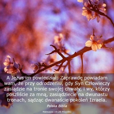 Picture 03 - Mateusza 19:28 POLUBG - A Jezus im powiedział: Zaprawdę powiadam wam, - Bible Verse Picture