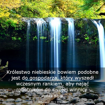 Picture 03 - Mateusza 20:1 POLUBG - Królestwo niebieskie bowiem podobne jest do - Bible Verse Picture