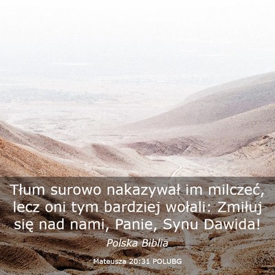 Picture 03 - Mateusza 20:31 POLUBG - Tłum surowo nakazywał im milczeć, lecz oni tym - Bible Verse Picture