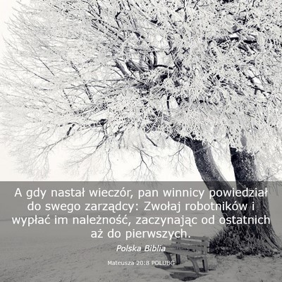 Picture 03 - Mateusza 20:8 POLUBG - A gdy nastał wieczór, pan winnicy powiedział - Bible Verse Picture