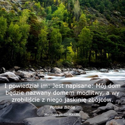 Picture 03 - Mateusza 21:13 POLUBG - I powiedział im: Jest napisane: Mój dom będzie - Bible Verse Picture