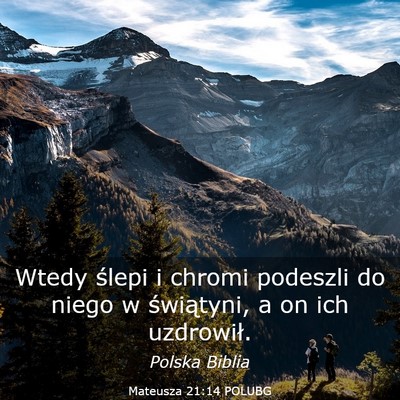 Picture 03 - Mateusza 21:14 POLUBG - Wtedy ślepi i chromi podeszli do niego w - Bible Verse Picture