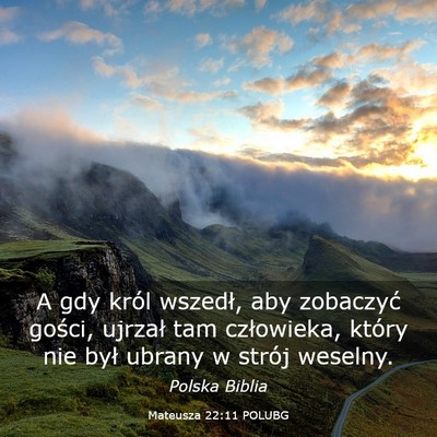 Picture 03 - Mateusza 22:11 POLUBG - A gdy król wszedł, aby zobaczyć gości, - Bible Verse Picture