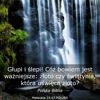 Picture 03 - Mateusza 23:17 POLUBG - Głupi i ślepi! Cóż bowiem jest ważniejsze: - Bible Verse Picture