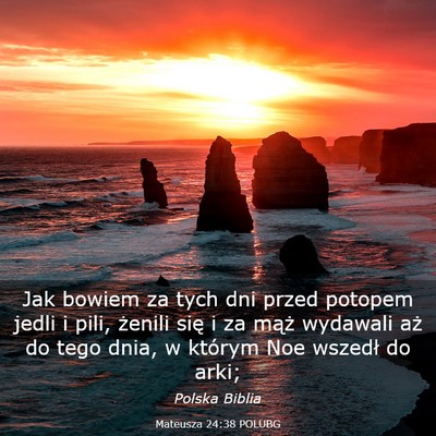 Picture 03 - Mateusza 24:38 POLUBG - Jak bowiem za tych dni przed potopem jedli i - Bible Verse Picture