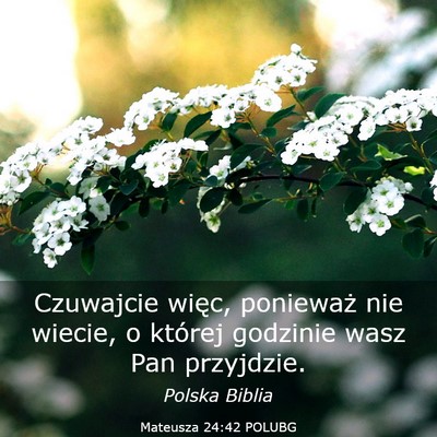 Picture 03 - Mateusza 24:42 POLUBG - Czuwajcie więc, ponieważ nie wiecie, o której - Bible Verse Picture