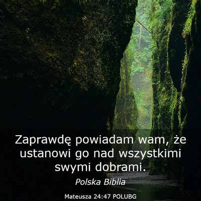 Picture 03 - Mateusza 24:47 POLUBG - Zaprawdę powiadam wam, że ustanowi go nad - Bible Verse Picture