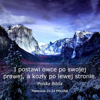Picture 03 - Mateusza 25:33 POLUBG - I postawi owce po swojej prawej, a kozły po - Bible Verse Picture