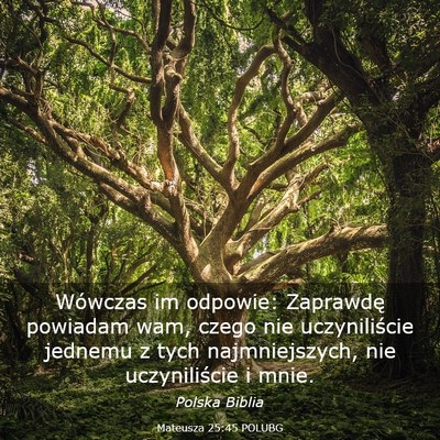 Picture 03 - Mateusza 25:45 POLUBG - Wówczas im odpowie: Zaprawdę powiadam wam, - Bible Verse Picture