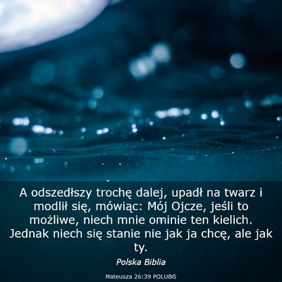 Picture 03 - Mateusza 26:39 POLUBG - A odszedłszy trochę dalej, upadł na twarz i - Bible Verse Picture