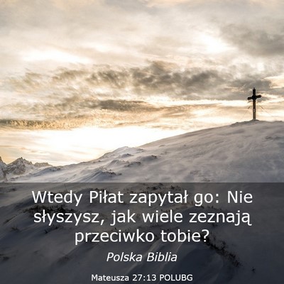 Picture 03 - Mateusza 27:13 POLUBG - Wtedy Piłat zapytał go: Nie słyszysz, jak - Bible Verse Picture